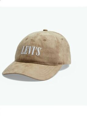 Levi's Serif Logo tan faux Suede Baseball Hat